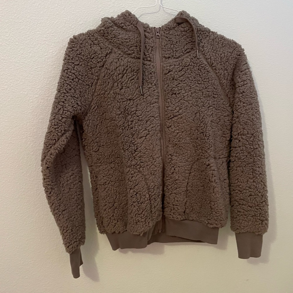 grey fluffy sweater